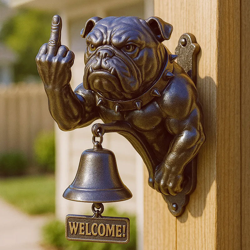 Dog welcome chime, vintage Bulldog Dobermann chime, metal merchant chime – wall decor for home/office entrance.