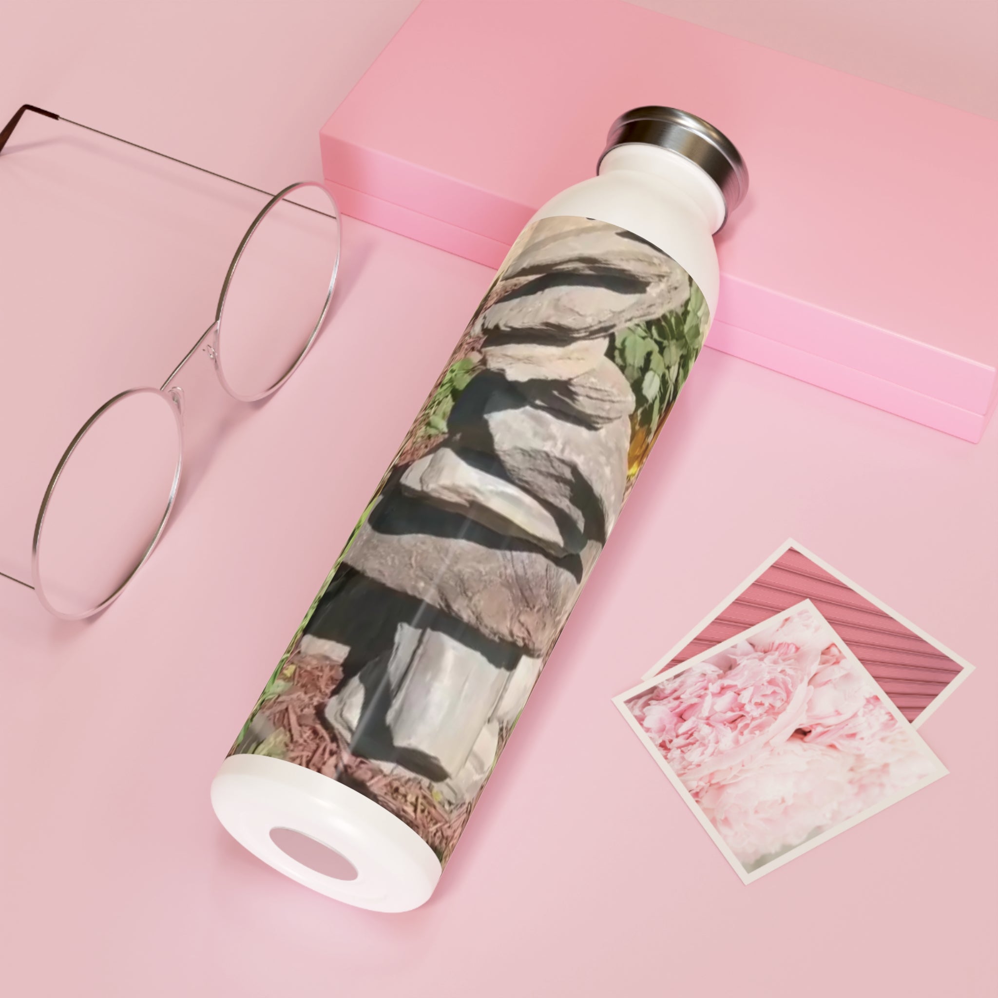Slim Water Bottle — "My Rock Art" Nature Photo Stainless Reusable Bottle