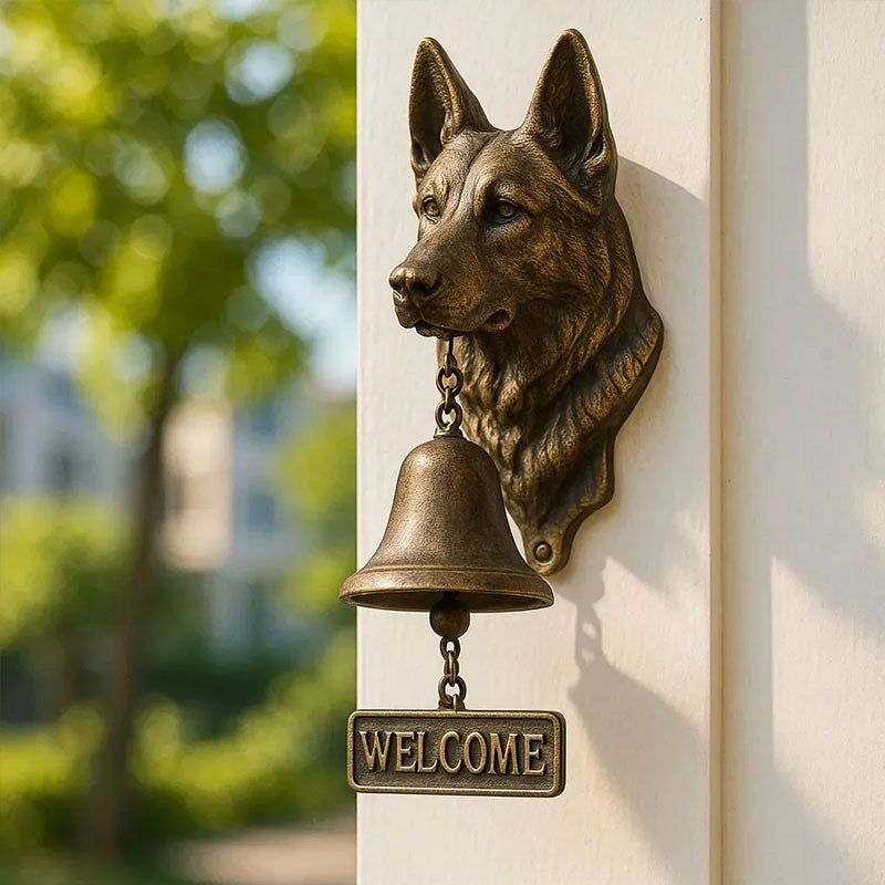 Dog welcome chime, vintage Bulldog Dobermann chime, metal merchant chime – wall decor for home/office entrance.