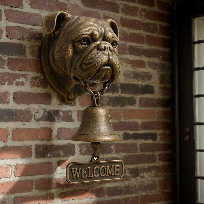 Dog welcome chime, vintage Bulldog Dobermann chime, metal merchant chime – wall decor for home/office entrance.