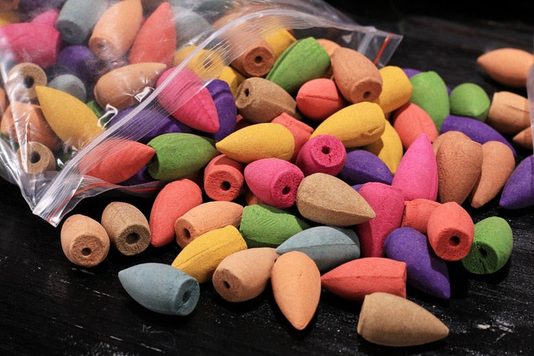 155pcs Natural Reflux Tower Incense Indian Incense Smoke Incense Cones Reflux Tower Backflow sandalwood Bullet P5