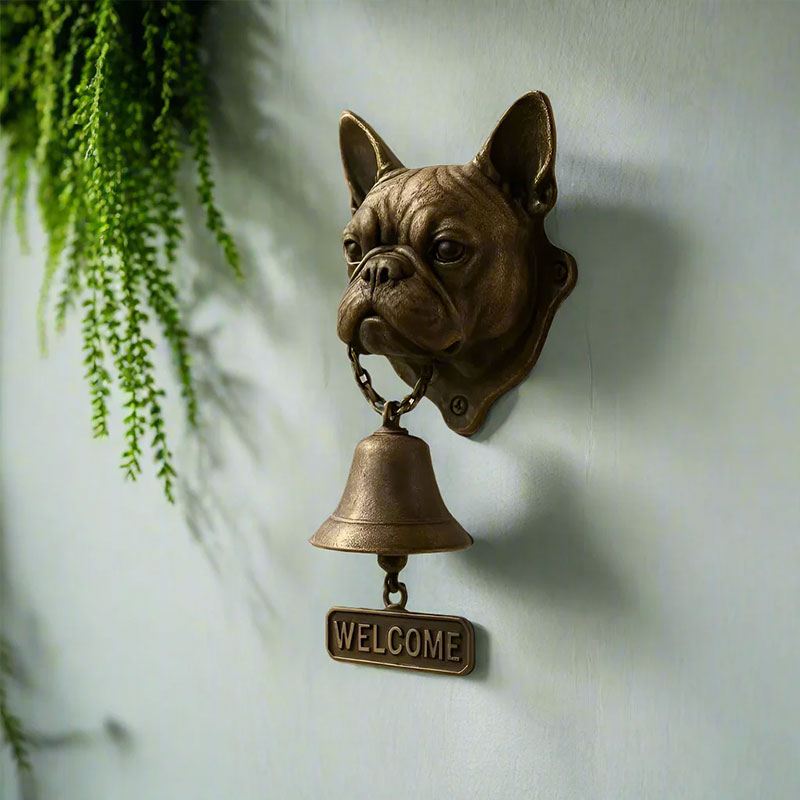 Dog welcome chime, vintage Bulldog Dobermann chime, metal merchant chime – wall decor for home/office entrance.