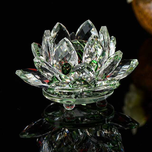80 mm Feng shui Quartz Crystal Lotus Flower Crafts Glass Paperweight Ornaments Figurines Home Wedding Party Decor Gifts Souvenir