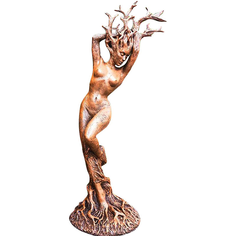 Forest Goddess Statue Resin Ornament Garden Craft Ornament Home Creative Statue Tree God Ornament