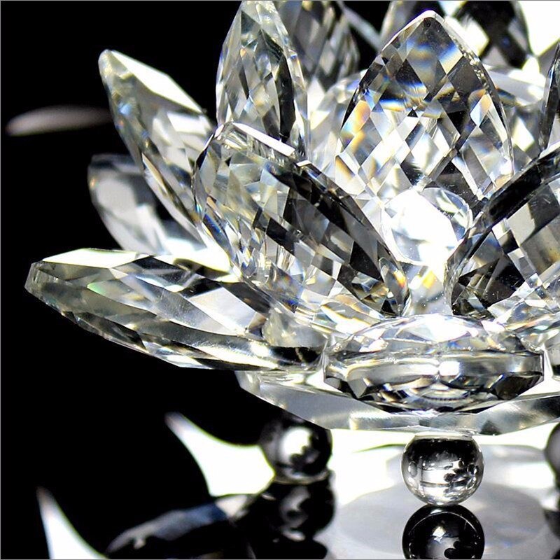 80 mm Feng shui Quartz Crystal Lotus Flower Crafts Glass Paperweight Ornaments Figurines Home Wedding Party Decor Gifts Souvenir