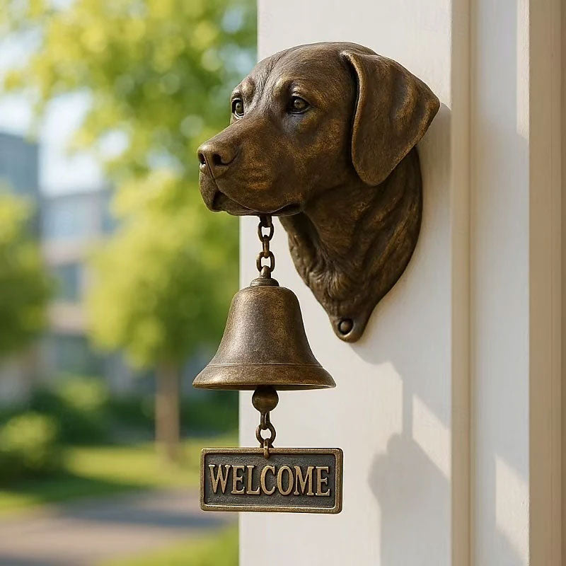 Dog welcome chime, vintage Bulldog Dobermann chime, metal merchant chime – wall decor for home/office entrance.