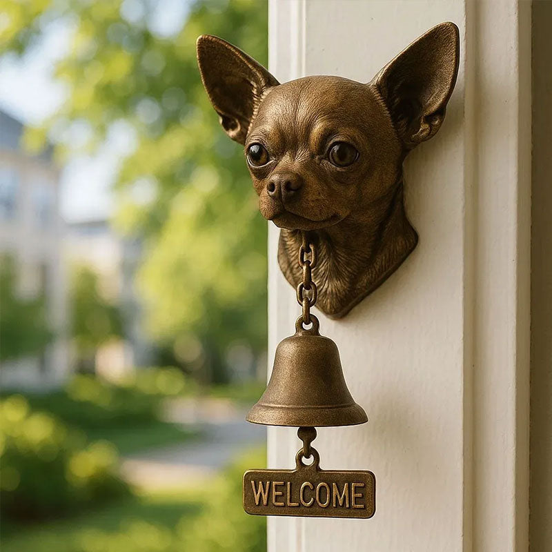 Dog welcome chime, vintage Bulldog Dobermann chime, metal merchant chime – wall decor for home/office entrance.