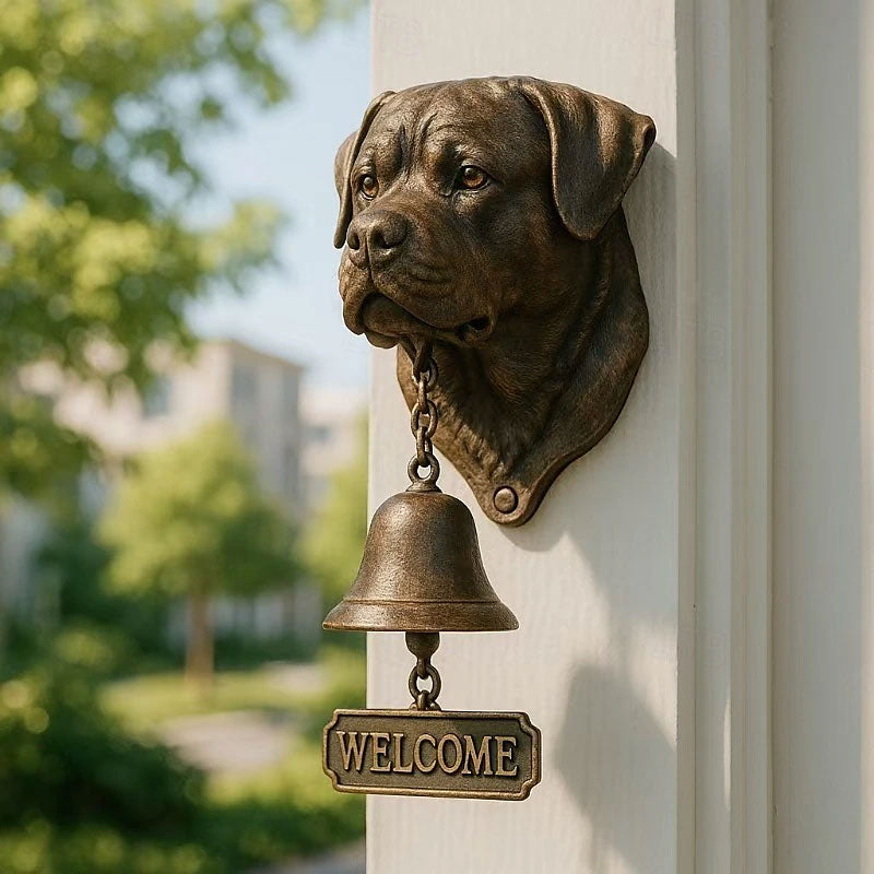 Dog welcome chime, vintage Bulldog Dobermann chime, metal merchant chime – wall decor for home/office entrance.