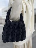 DIY hand woven crystal velvet core spun yarn woven hand-held mailman bag