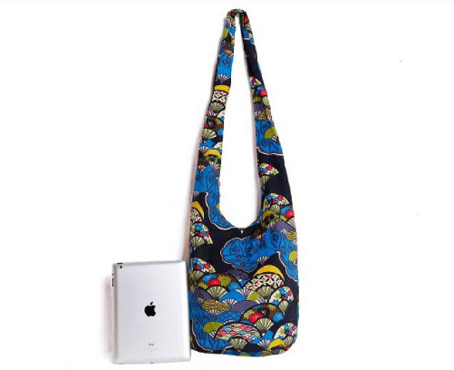 Hippie Elephant Sling Crossbody Bag Shoulder Bag Purse Thai Top Zip Handmade