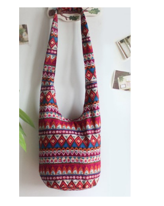 Hippie Elephant Sling Crossbody Bag Shoulder Bag Purse Thai Top Zip Handmade