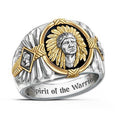 Indian Totem Ring SPIRIT OF THE WARRIOR Inscribed To Viking Warrior Gold Silver Rings Jewelry Man Gift