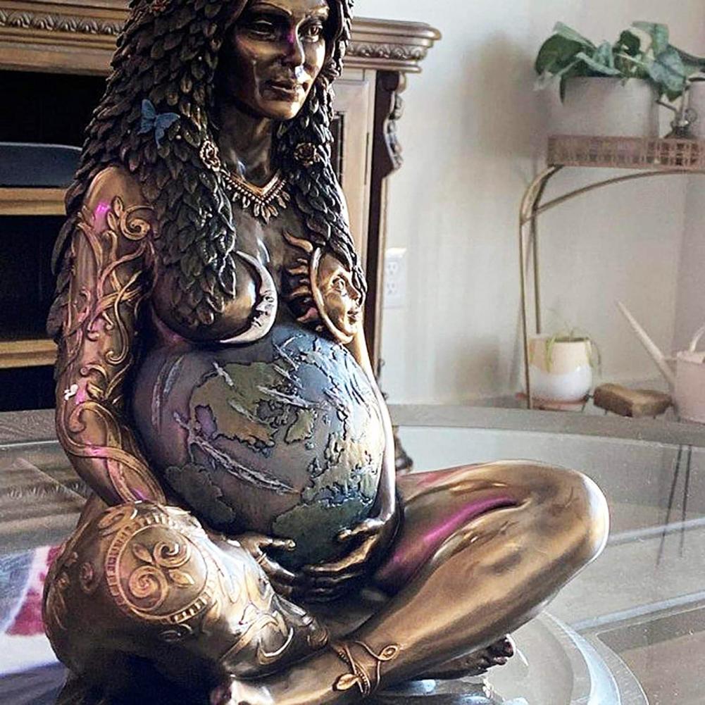 15cm Gaia Statue Earth Mother Shape Polished Resin Anti-deform Resin Statue for Home and Garden Decorative Figurine