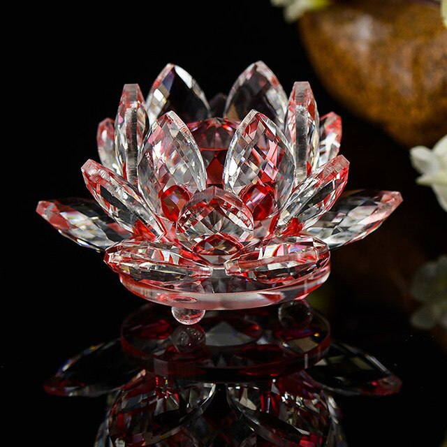 80 mm Feng shui Quartz Crystal Lotus Flower Crafts Glass Paperweight Ornaments Figurines Home Wedding Party Decor Gifts Souvenir