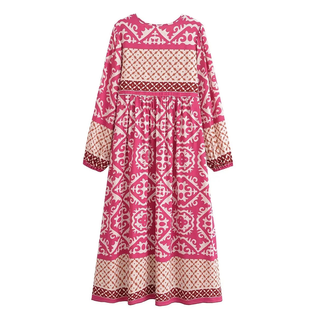 Printed Bohemian long dress for women