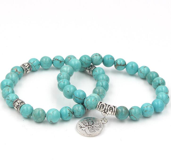 Ruberthen Tree of Life jewelry Yoga Mala Bracelet Stone Healing Protection Elastic Beaded Stacking Bracelet Spiritual jewelry