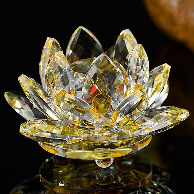 80 mm Feng shui Quartz Crystal Lotus Flower Crafts Glass Paperweight Ornaments Figurines Home Wedding Party Decor Gifts Souvenir