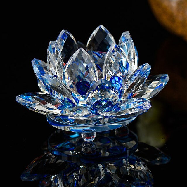 80 mm Feng shui Quartz Crystal Lotus Flower Crafts Glass Paperweight Ornaments Figurines Home Wedding Party Decor Gifts Souvenir