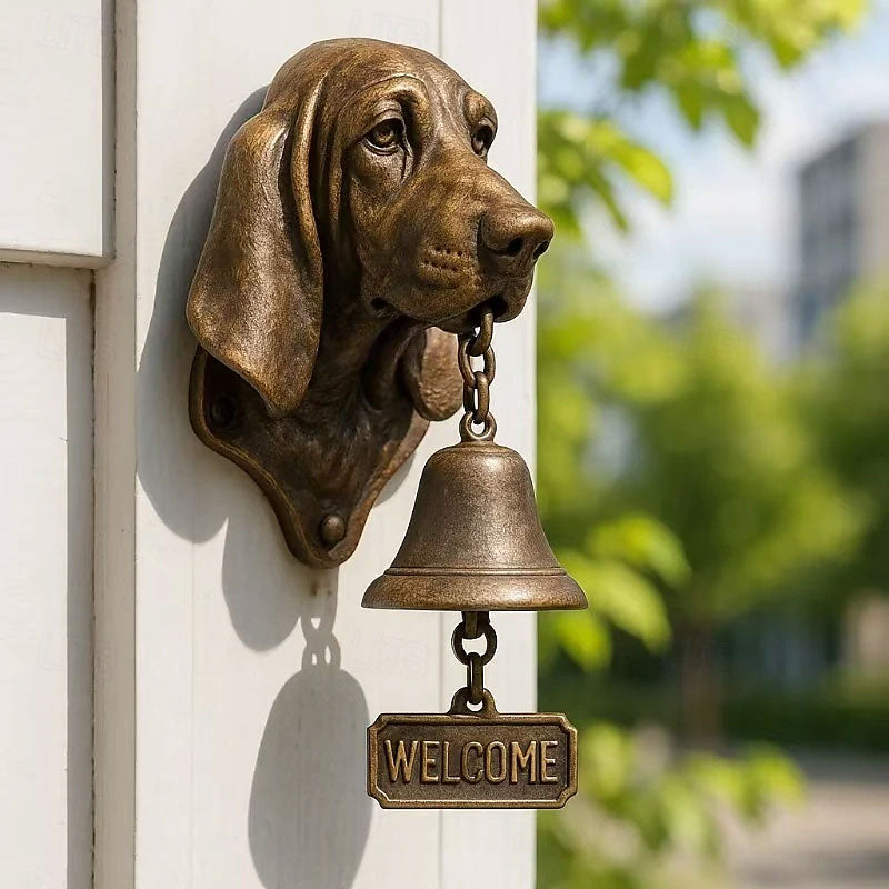 Dog welcome chime, vintage Bulldog Dobermann chime, metal merchant chime – wall decor for home/office entrance.