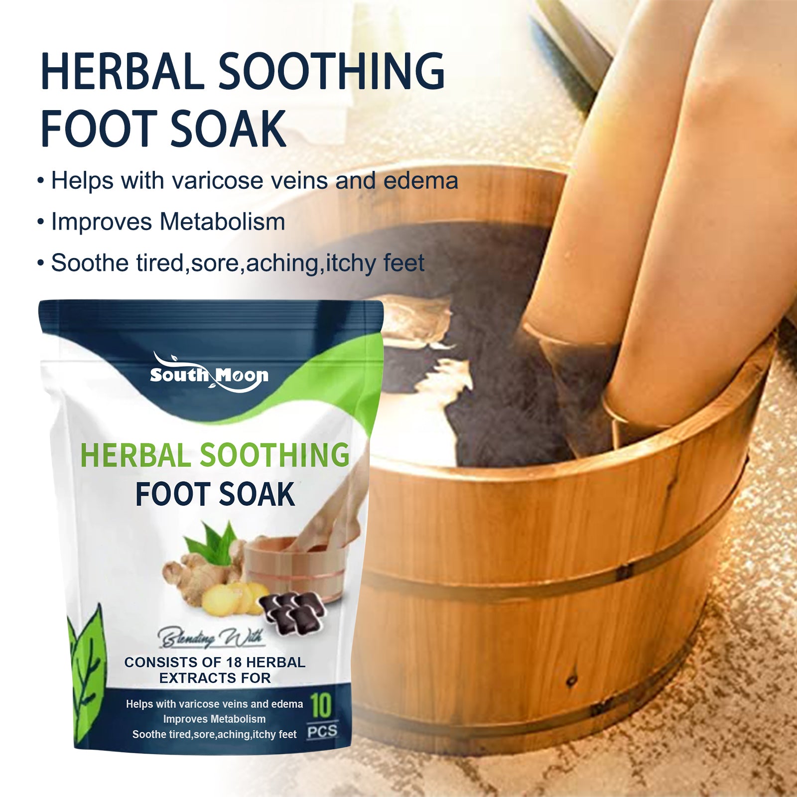 South Moon Herbal Soothing Foot Soak, Vein Repair To Relieve Body Fatigue Body Shaping Bead Foot Bath Kit